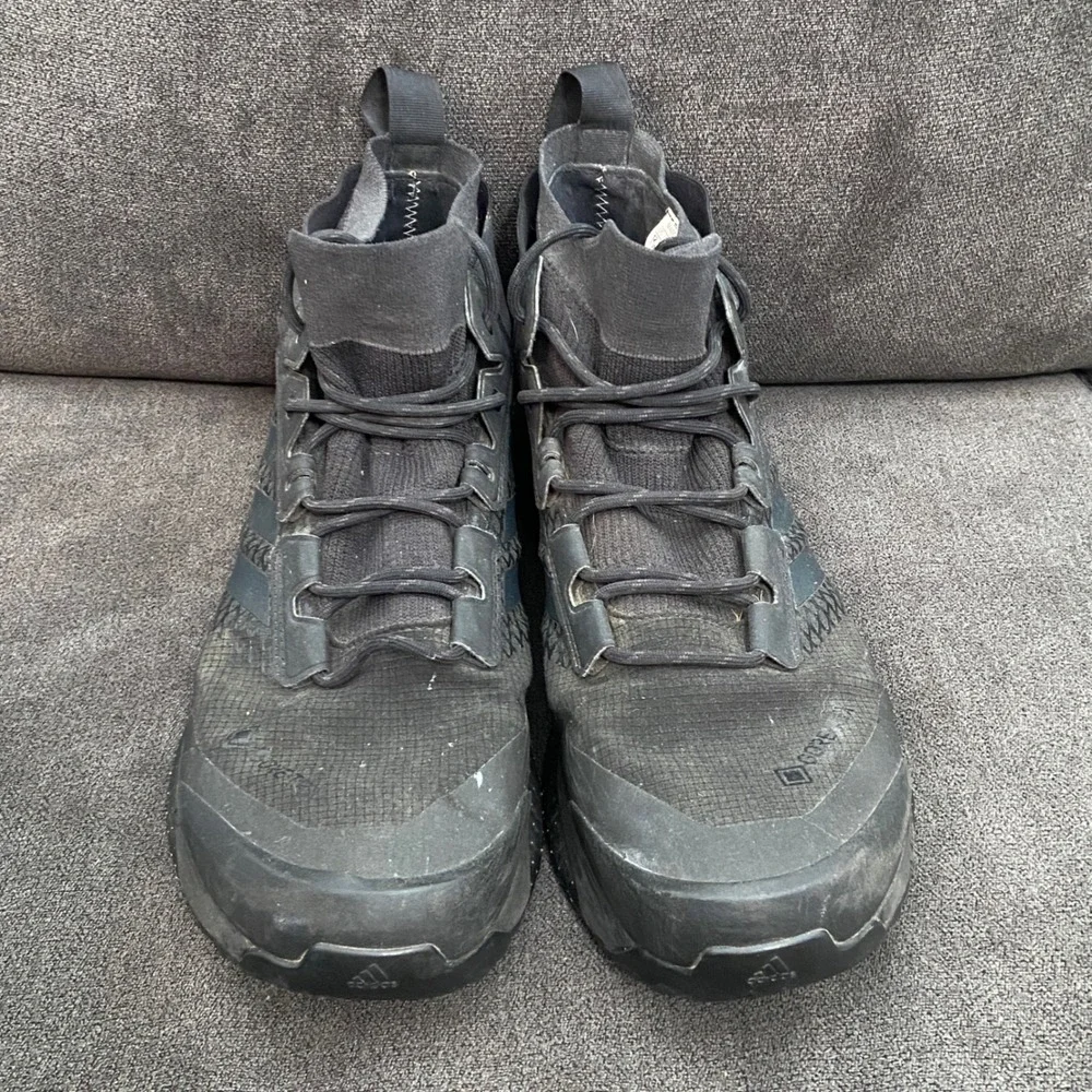 Adidas Terrex Free Hiker GTX Men 12 Black Carbon Gore-Tex Hike Boot Trail GZ0355
